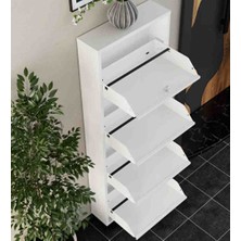 Vialong Store 4 Katlı Beyaz Metal Ayakkabılık