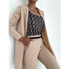 Femora Moda Kadın Uzun Kollu Krep Üçlü Takım