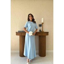 Femora Moda Bebe Mavi Pileli Bisiklet Yaka Elbise