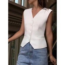 Femora Moda Kadın Sıfır Kollu Önden Düğmeli Atlas Yelek