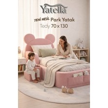 Yatella Luxury Tedyy Baza ve Başlıklı Montessori Full Sünger Yatak Seti 70 x 130 Pembe