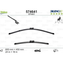 Valeo Lvsqvr Ön Silecek Süpürge Takimi Peugeot P308 13-21 Hyundai I30 07-11 Skoda Super B 08-15 Vw Touran 03-10 C Addy 15-20 Kia Ceed 07-12 Flat Blade VM441 X2 600 450 mm