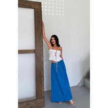 Femora Moda Etek Şanel Boy Soft Kumaş - Saks