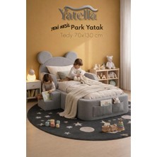 Yatella  Luxury Tedyy Baza ve Başlıklı Montessori Full Sünger Yatak Seti 70 x 130 Gri