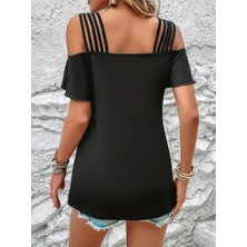 Femora Moda Kadın Kısa Kollu Beş Askılı Viskon Bluz