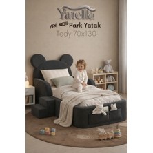 Yatella  Luxury Tedyy Baza ve Başlıklı Montessori Full Sünger Yatak Seti 70 x 130 Antrasit