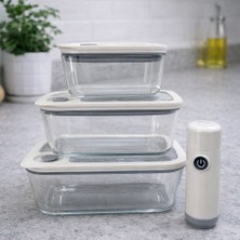 Arow Newness Şarjlı Vakumlu Cam Saklama Kabı Seti 4 Parça