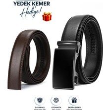 Otomatik Tokalı Deliksiz Siyah Kemer + Yedek Kahverengi Kemer Hediye