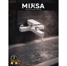 Mixsa Beyaz Kare Banyo Duş Bataryası Ağır Gövdeli 2 Yıl Garantili, Yerli Üretim