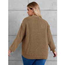 Femora Moda Kadın Beş Düğme Büyük Beden Triko Hırka