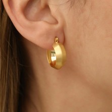 Nox Jewelry 14 Ayar Altın Kaplama Mat Yüzeyli Küçük Boy Kalın Halka Gümüş Küpe – Mini Huggie Tasarım