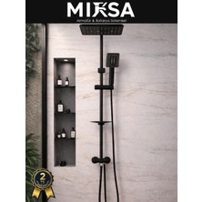 Mixsa Siyah Kare Robot Tepe Yağmurlamalı Banyo Duş Seti