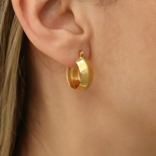 Nox Jewelry 14 Ayar Altın Kaplama Parlak Yüzeyli Küçük Boy Kalın Halka Gümüş Küpe – Mini Huggie Tasarım