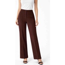 Ponychic Kahverengi Kadın Krep Palazzo Pantolon