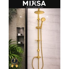 Mixsa Full Gold Lüx Yuvarlak Robot Tepe Duş Seti, Kolay Kurulumlu