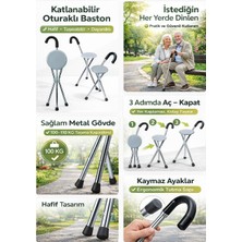 EyluX Shop 3 Ayaklı Ithal Alüminyum Oturaklı Baston Sandalye Namaz ve Camii Baston Sandalyesi Katlanabilir