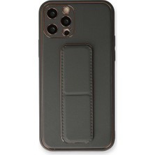 Veloro  Iphone 12 Pro Kılıf Co Deri Standlı Kapak - Füme