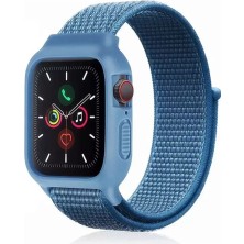 Esranın Dünyası Newface Apple Watch 42MM Hasırlı Cırtcırtlı Kasalı Kordon - Mavi RSMRK34-ESRDNS