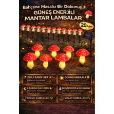 Wair Teknoloji 20’li Solar Mantar Bahçe Aydınlatması 15CM LED Dış Mekan Dekoratif Işık 7.5m