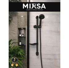 Mixsa Siyah Sürgülü Duş Seti – 5 Fonksiyonlu, Geniş Başlıklı, Ayarlanabilir Duş Sistemi Duş Başlığı
