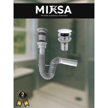 Mixsa Lüx Sifon Pop-Up Krom Kaplama Bas-Stop Körüklü Lavabo Eviye Sifonu