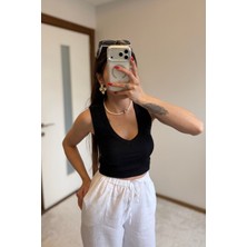 Siyah V Yaka Top
