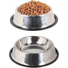 Calperia Paslanmaz Çelik Kedi ve Köpek Mama Kabı Kaymaz Tabanlı (22 Cm)