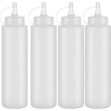 Calperia Şeffaf Plastik Sosluk Seti - 4 Adet, 700 ml Kapasite