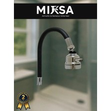 Mixsa Siyah Spiralli Oynar Başlıklı Fonksiyonlu Mutfak Eviye Batarya Borusu
