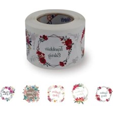 Calperia Kendinden Yapışkanlı Teşekkür Ederiz Etiketi - 50MM Çap, 500 Adet Rulo