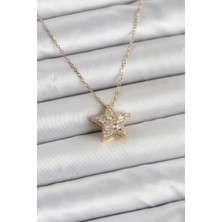 Callerrons Accessories Zincir Gold Renk Zirkon Taşlı Yıldız Model Kadın Kolye - EBJ260411W41795