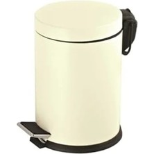 Calperia 3 Litre Hacimli Paslanmaz Pedallı Çöp Kovası - Krem Renk