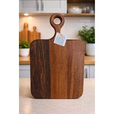 WoodBay Ceviz Ağacı Kare Saplı Kesme Sunum Tahtası-El Yapımı Tek Parça 25X40