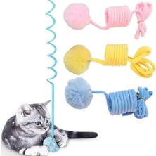 Calperia Kapıya Asılan Esnek Ipli Interaktif Kedi Oyuncağı - Mavi