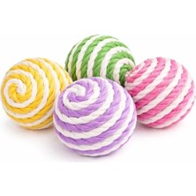 Calperia Renkli Ipli Kedi Oyuncağı Seti, 2 Adet 4 cm Top