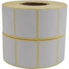 Calperia 40MM x 30MM Kuşe Etiket Rulo, 1500 Adet x 2 Rulo, Baskısız Barkod Yazıcı Etiketi