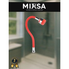Mixsa Kırmızı Spiralli Oynar Başlıklı Fonksiyonlu Mutfak Eviye Batarya Borusu