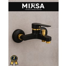 Mixsa Siyah-Gold Mix Banyo Duş Bataryası Musluğu Garantili, Yerli Üretim