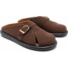 Ne&Ve Shoes Kadife Süet Tokalı Kadın Günlük Rahat Sabo Terlik