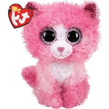 Calperia Pembe Kıvırcık Saçlı Kedi Figürü, 15 cm