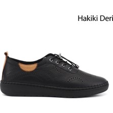 Gönderi(r) Kadın Siyah  Bağcıklı Hakiki Deri Comfort Ayakkabı