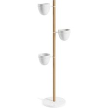 Calperia Üç Saksılı Bağımsız Çiçek Standı, Doğal/beyaz