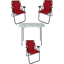 Calperia Katlanır Masa ve Sandalye Seti - Kırmızı