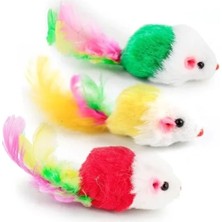 Calperia Renkli Tüylü Gerçekçi Fare Kedi Oyuncağı, 5 Adet