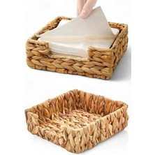 Calperia El Yapımı Doğal Hasır Peçetelik (19*19*7 Cm)