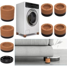 Calperia Titreşim Önleyici Kaydırmaz Ayak Seti - Çamaşır Makinesi Için 4 Lü Set, Kahverengi (8,5 Cm)