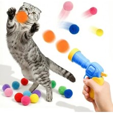 Calperia Interaktif Peluş Top Fırlatan Kedi Oyun Seti - 20 Top