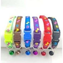 Calperia Pati Desenli Zilli Kedi Boyun Tasması, 19X1 Cm, Fıstık Yeşil