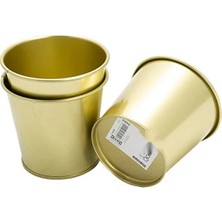 Calperia 3 Adet 9 cm Pirinç/altın Renkli Çiçek Saksısı Seti