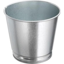 Calperia 9 cm Galvanizli Gümüş Renk Bitki Saksısı